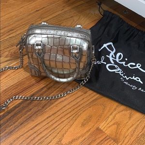 Alice + Olivia mini silver bag